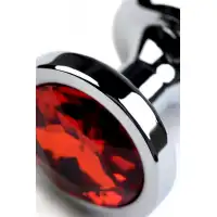 Изображение Metal by TOYFA Анальная втулка Metal by TOYFA, металл, серебряная, с красным кристаллом, 8 см, Ø 3,5 см, 95 г