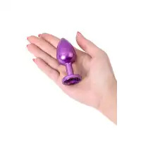 Изображение Metal by TOYFA Анальная втулка Metal by TOYFA, фиолетовая, с фиолетовым кристаллом, 8,2 см, Ø3,4 см, 85 г.