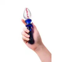 Фото Sexus Glass Двусторонний фаллоимитатор Sexus Glass, стекло, синий, 18 см