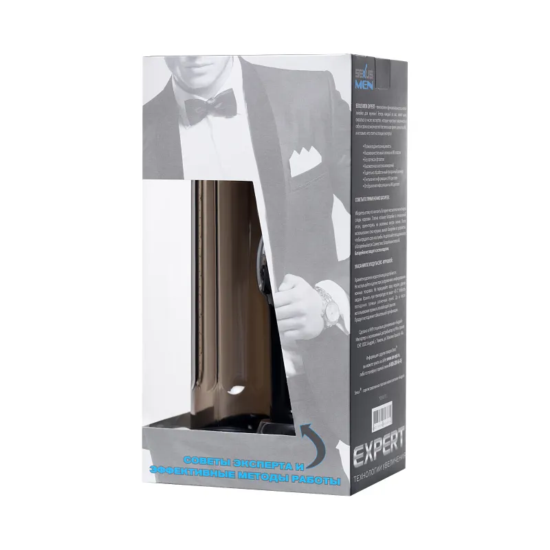 Фото Sexus Men Помпа для пениса Sexus Men Expert, полуавтоматическая, с манометром, ABS пластик, черная, 27 см, Ø 7