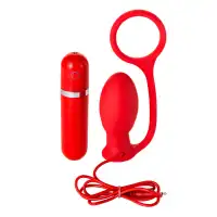 Изображение Black & Red by TOYFA Анальная втулка Black & Red by TOYFA с вибропулей, с пультом ДУ, силикон, красная, 8,5 см