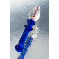 Фото Sexus Glass Двусторонний фаллоимитатор Sexus Glass, стекло, синий, 18 см