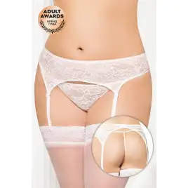 Пояс для чулок и стринги кружевные SoftLine Collection, белый, XXL