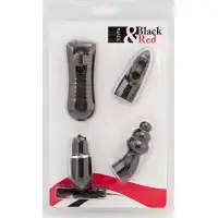 Изображение Black & Red by TOYFA Вибратор-мини  с насадками 6 см черный