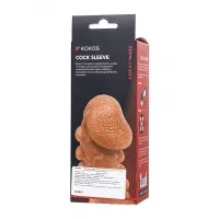Фото KOKOS Насадка реалистичная KOKOS COCK SLEEVE 008-S с дополнительной стимуляцией, TPE, телесная, 13.8 см