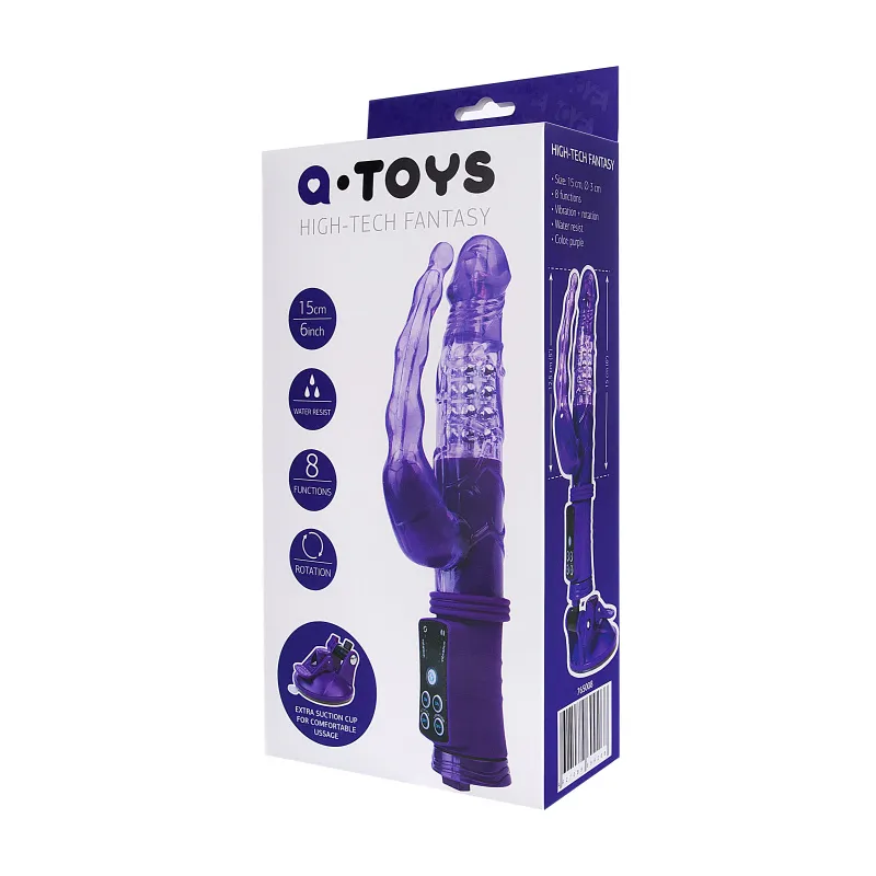 Фото A-toys by TOYFA Анально-вагинальный вибратор A-Toys by TOYFA High-Tech fantasy, TPR, фиолетовый, 22 см