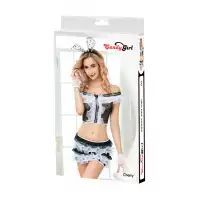 Изображение Candy Girl, Гонконг Костюм зайки Candy Girl Cherry (топ, юбка, головной убор, трусы, манжеты), черно-белый, OS