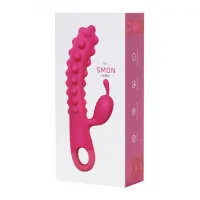 Изображение KOKOS Вибратор с клиторальным стимулятором KOKOS SMON, силикон, розовый, 23 см