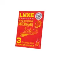 Фото Luxe Презервативы Luxe, конверт «Красноголовый мексиканец», латекс, клубника, 18 см, 5,2 см, 3 шт.