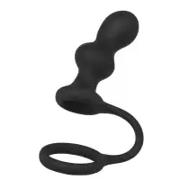 Изображение Black & Red by TOYFA Анальная втулка Black & Red by TOYFA с эрекционным кольцом, силикон, черная, 10 см