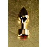 Изображение Metal by TOYFA Анальная втулка Metal by TOYFA, металл, золотая, с красным кристаллом, 10,8 см, Ø 4 см, 195 г