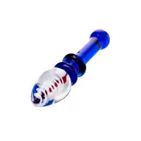 Фото Sexus Glass Двусторонний фаллоимитатор Sexus Glass, стекло, синий, 18 см