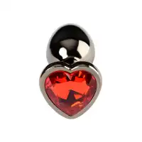 Изображение Metal by TOYFA Анальная втулка Metal by TOYFA, металл, серебряная, с красным кристаллом, 7 см, Ø 2,7 см, 50 г
