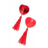 Изображение Erolanta Lingerie Пэстис Erolanta Cora в форме сердец с кисточками, красный