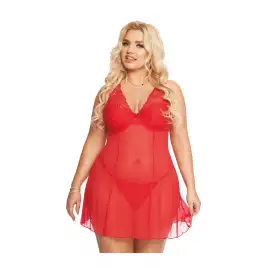 Комбинация и стринги SoftLine Collection Berta, красный, XXL