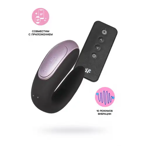 Изображение Satisfyer, Германия Многофункциональный стимулятор для пар Satisfyer Partner Double Fun, силикон, черный, 18 см