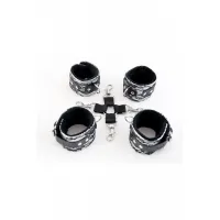 Изображение Marcus by TOYFA Кружевной бондажный комплект TOYFA Marcus (сцепка, наручники и оковы), серебряная