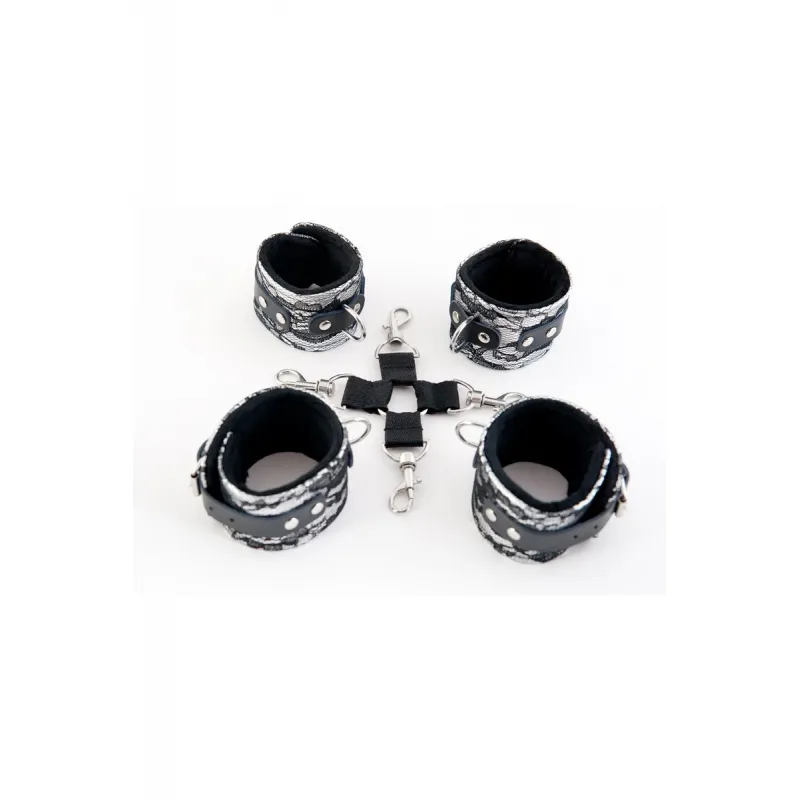 Изображение Marcus by TOYFA Кружевной бондажный комплект TOYFA Marcus (сцепка, наручники и оковы), серебряная