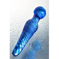 Фото Sexus Glass Двусторонний фаллоимитатор Sexus Glass, стекло, синий, 17 см