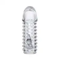 Фото TOYFA Basic Насадка на пенис с дополнительной стимуляцией TOYFA Basic, TPE, прозрачный, 13 см