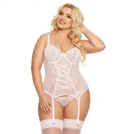 Корсет и стринги SoftLine Collection Brenda, белый, XXXL