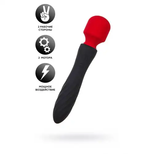 Изображение  Двусторонний вибромассажер Black&Red by TOYFA, силикон, черный, 21 см