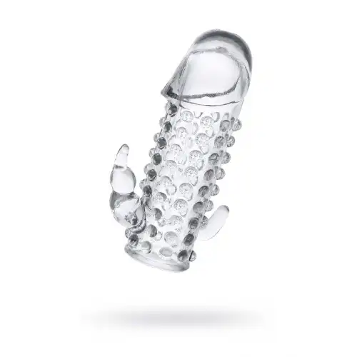 Фото TOYFA Basic Насадка на пенис с дополнительной стимуляцией TOYFA Basic, TPE, прозрачный, 13 см