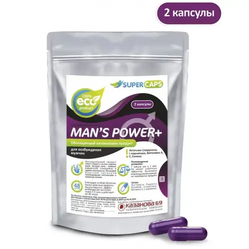 Фото Supercaps, Китай Средство возбуждающее для мужчин Mans Power plus 2 капсулы