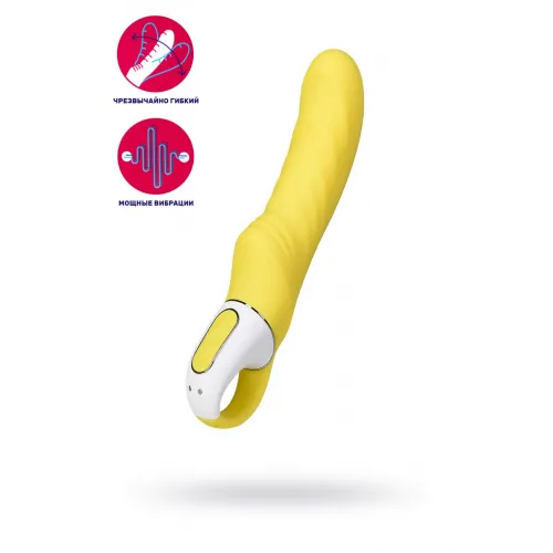 Фото Satisfyer, Германия Нереалистичный вибратор Satisfyer Vibes Yummy Sunshine, силикон, желтый, 22,5 см.