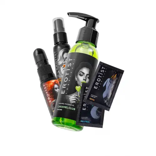 Фото Erotist Lubricant Набор Erotist NEW 2025 (гель с эффектом вибрации + разогревающее масло + съедобный гель + саше)