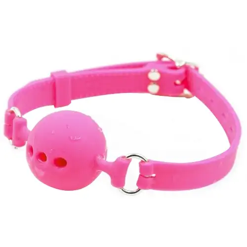 KISSEXPO Дышащий кляп-шар из силикона Pink L — купить в Минске Изображение KISSEXPO Дышащий кляп-шар из силикона Pink L