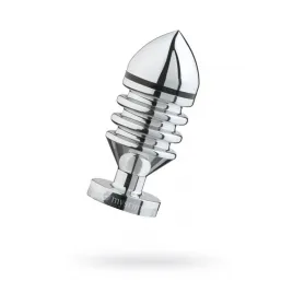 Анальная пробка Mystim Hector Helix L, электростимуляция, хирургическая сталь, серебряная, 11,5 см,