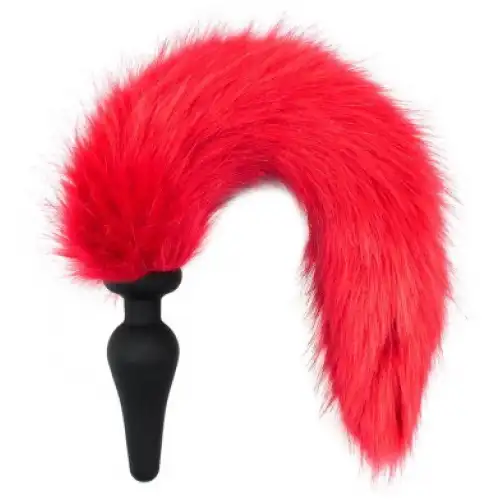 Фото KISSEXPO Силиконовая анальная втулка с красным хвостиком Furry Fox 46 см