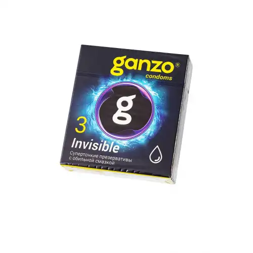 Фото  Презервативы Ganzo, Invisible, супер тонкие, латекс,18 см, 5,2 см, 3 шт.