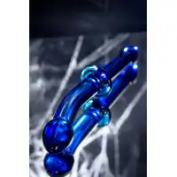 Фото Sexus Glass Двусторонний фаллоимитатор Sexus Glass, стекло, синий, 25 см