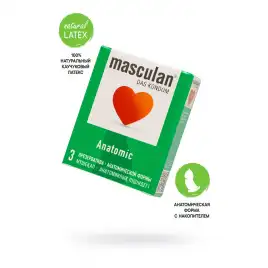 Презервативы Masculan, Anatomic №3, анатомической формы, 5,3 см, 18,5 см, 3 шт