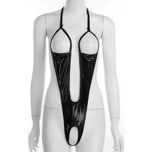 Изображение KISSEXPO Черное пикантное боди с открытой грудью