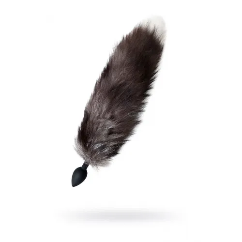 Изображение POPO Pleasure by TOYFA Анальная втулка с хвостом чернобурой лисы POPO Pleasure by TOYFA, M, силикон, черная, 45 см, Ø 3,3 с