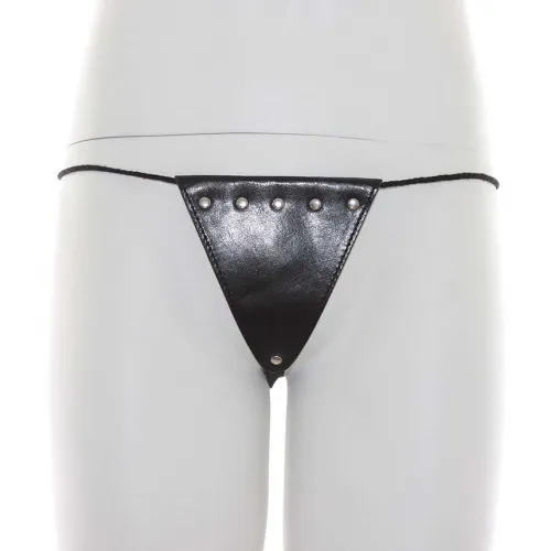 Фото KISSEXPO Универсальные черные стринги с заклепками