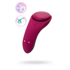 Вибровкладыш в трусики Satisfyer Sexy Secret Connect App, силикон, бордовый, 8,5 см