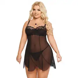 Ночная сорочка и стринги SoftLine Collection Carla, черный, XL