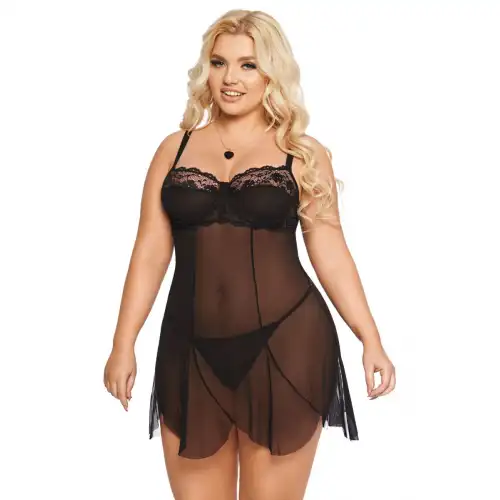 Фото SoftLine Collection, Польша Ночная сорочка и стринги SoftLine Collection Carla, черный, XL