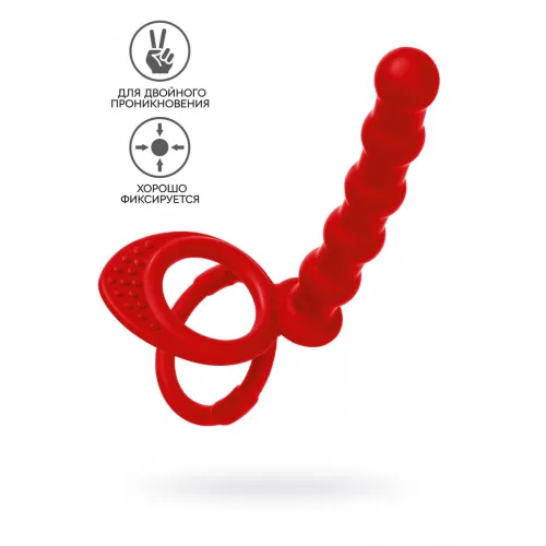Фото Black & Red by TOYFA Насадка на пенис для двойного проникновения Black&Red by TOYFA, силикон, красный, 19,5 см