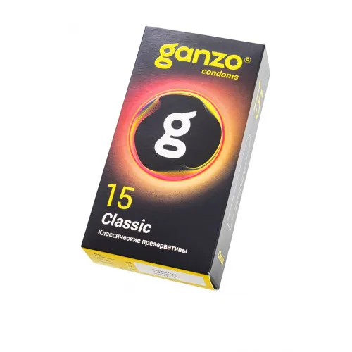 Изображение Ganzo, Великобритания Презервативы Ganzo, classic, классические, латекс, двойная смазка, 18,5 см, 5,2 см, 15 шт.