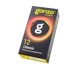 Презервативы Ganzo, classic, классические, латекс, двойная смазка, 18,5 см, 5,2 см, 12 шт.