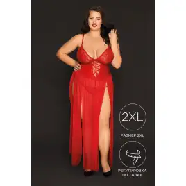 Комбинация и стринги Candy Girl Tabitha, сетка, кружево, красный, 2XL