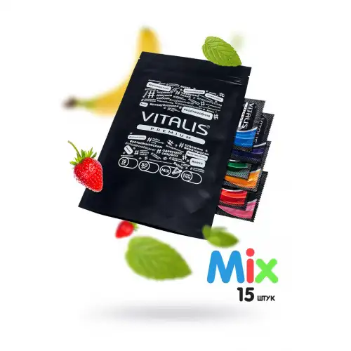 Фото  Презервативы Vitalis, premium, микс, 18 см, 5,3 см, 15 шт.