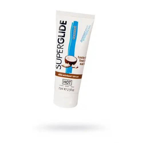 Фото Hot Productions, Австрия Съедобная смазка на водной основе HOT Superglide для орального секса со вкусом кокоса, 75 мл