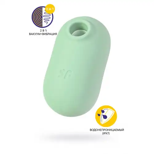 Изображение Satisfyer, Германия Вакуумный стимулятор клитора с вибрацией Satisfyer Pro To Go 2, мятный, 8,5 см