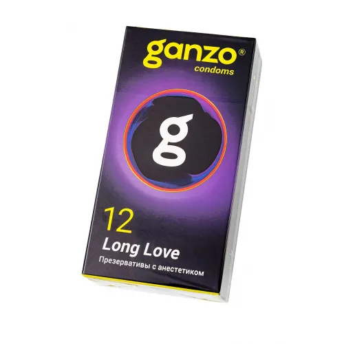 Изображение  Презервативы Ganzo, Long Love,с анастетиком, латекс,18 см, 5,2 см, 12 шт.